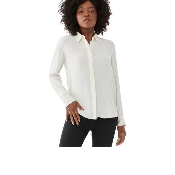 NWT Women Sheer Off White Button Down Long Sleeve Blouse Top Size XXL Office - Picture 5 of 13